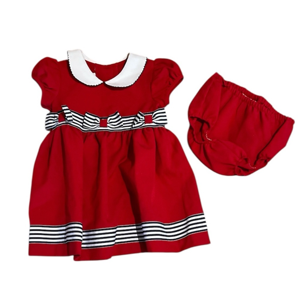 Bonnie Baby Red and White Dress with Bloomers